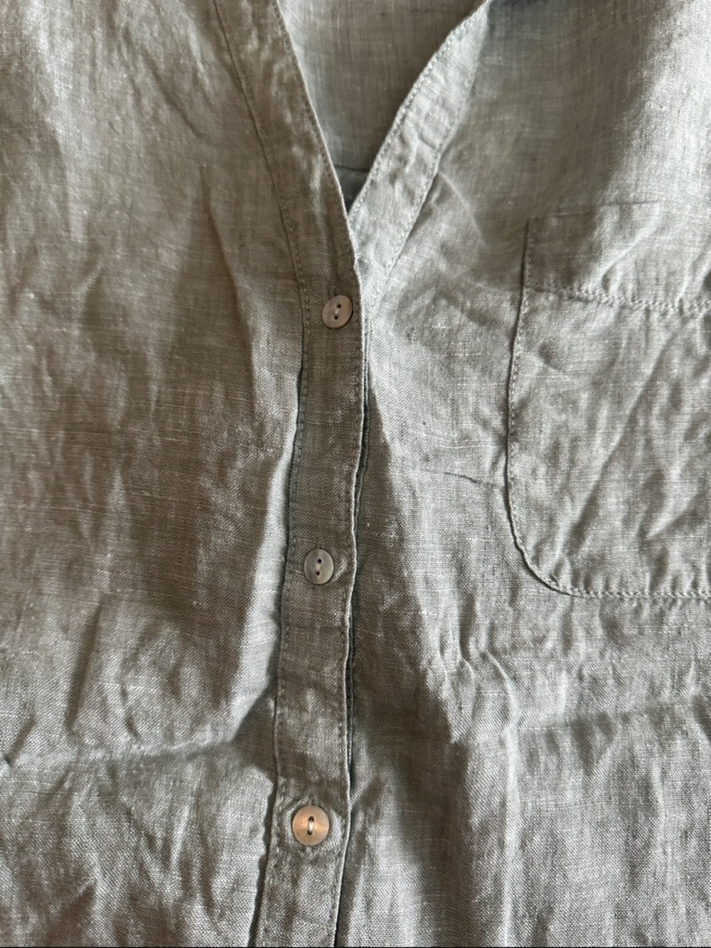 Rachel Zoe Light Sage Green Linen Button-Down Shirt - Picture 5 of 7